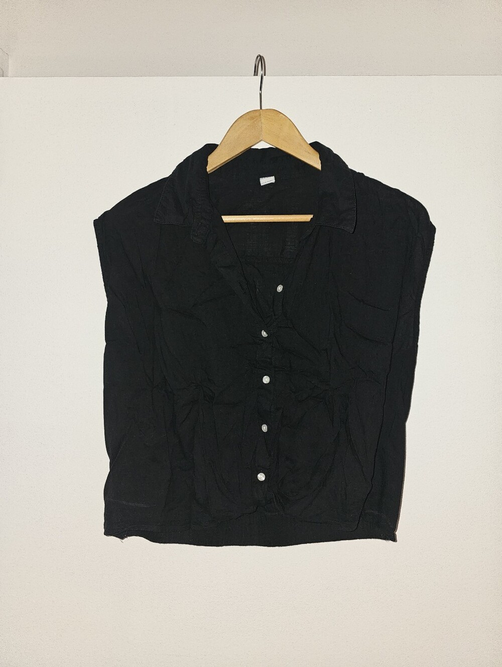 Cropped Button Down Blouse Top